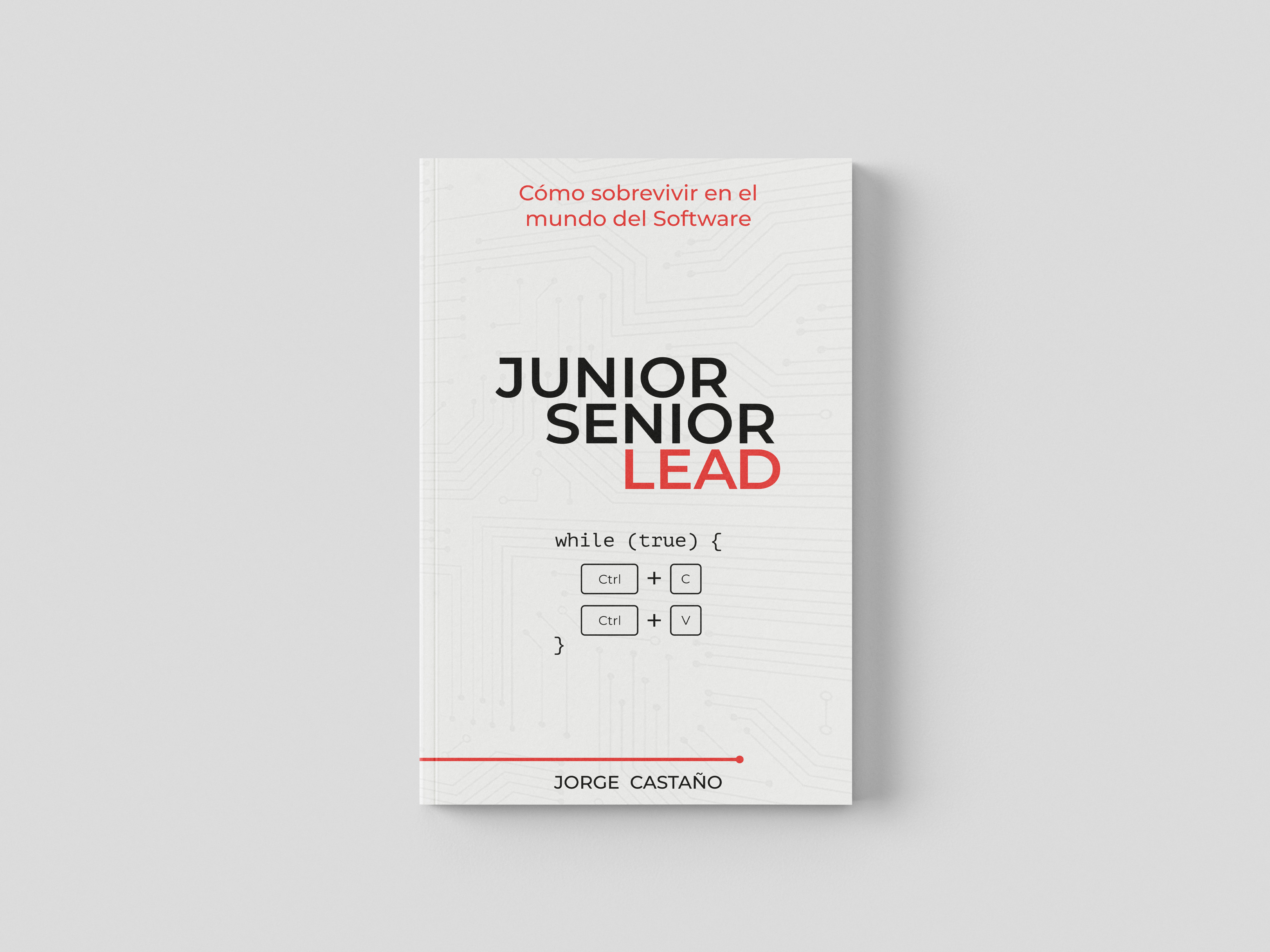 Libro 'Junior, Senior, Lead' sobre una superficie blanca